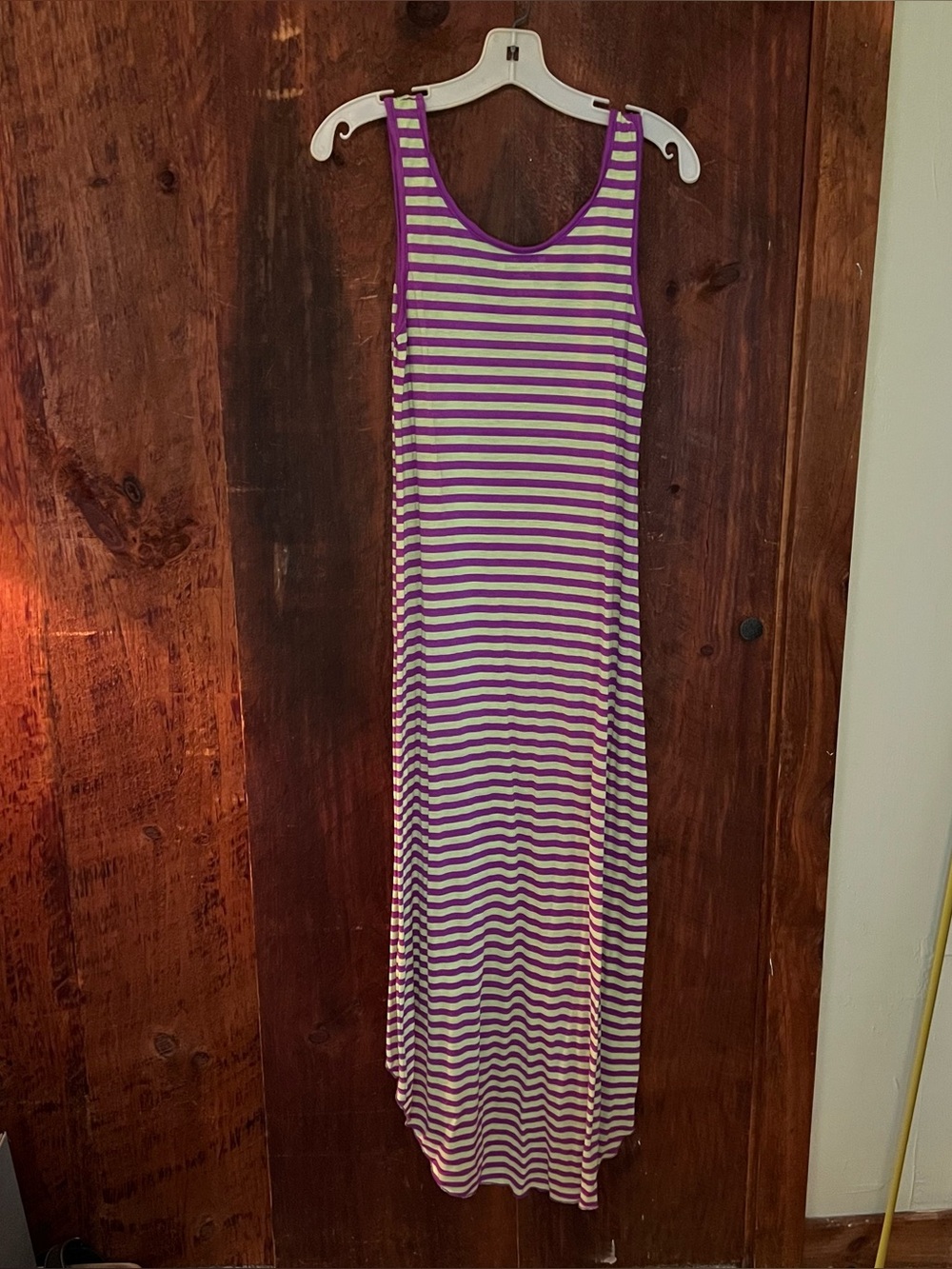 Striped Tank Maxi Dress - Purple & White